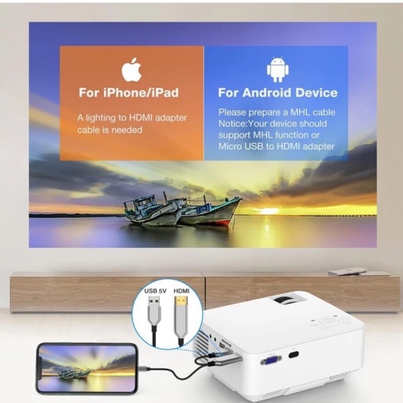 Hompow Portable LED Mini Projector - Picture 3 of 3